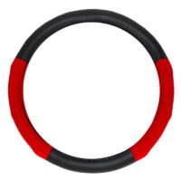 photo ΚΑΛΥΜΜΑ ΤΙΜΟΝΙΟΥ ΔΕΡΜΑ ΔΙΧΡΩΜΟ 38cm - ΜΑΥΡΟ/ΚΟΚΚΙΝΟ