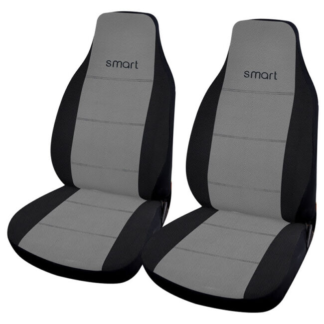 photo Καλύμματα Μπροστινά ΣΕΤ Smart με Ενσωματωμένο Κεφαλάρι (PolyMesh) 2 τμχ - ΜΑΥΡΟ/ΓΚΡΙ
