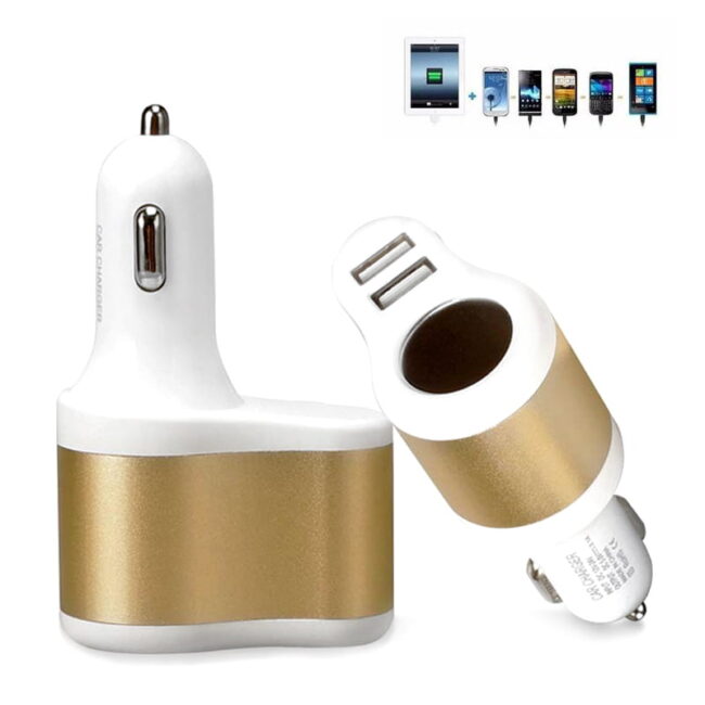 photo ΦΟΡΤΙΣΤΗΣ ΑΝΑΠΤΗΡΑ ΜΕ 2 USB - ΧΡΥΣΟ