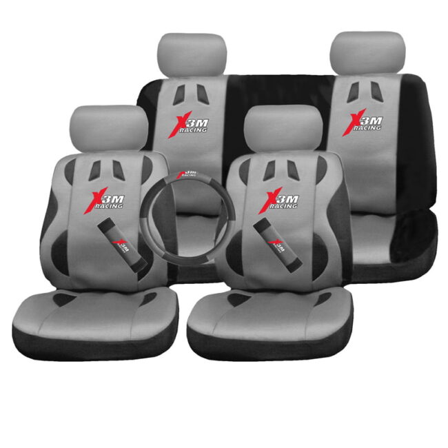 photo Καλύμματα ΣΕΤ Universal με Αποσπώμενο Κεφαλάρι (PolyMesh) X3M RACING 11 τμχ + Καλύμματα Ζωνών και Τιμονιού